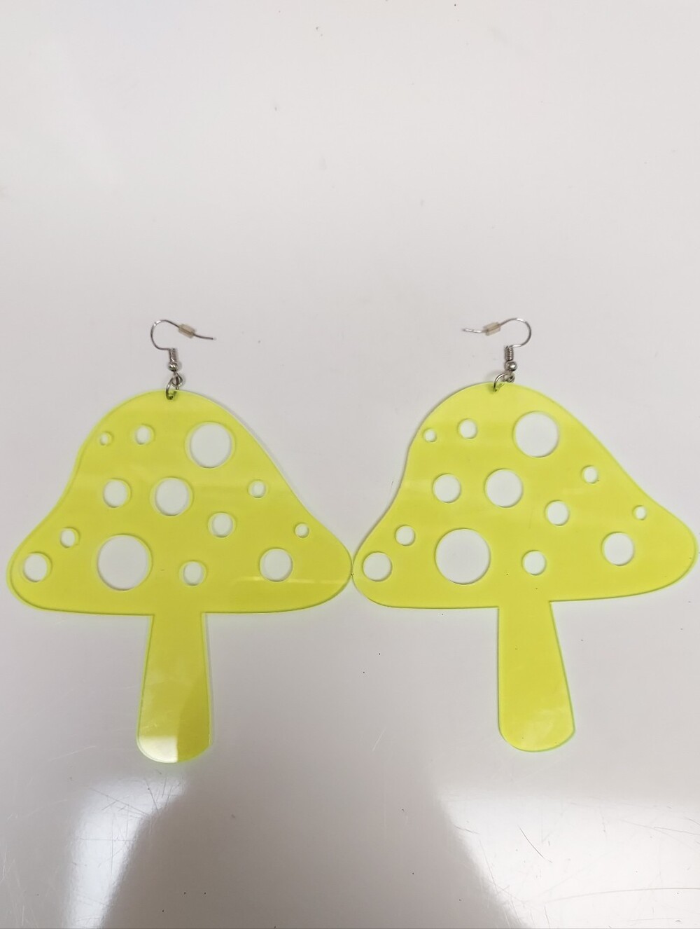 🍄 Huge Bright Neon Holey mushroom Plastic earrings
